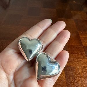 SOLD Vintage Sterling silver heart shaped clip on earrings